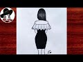 Easy girl backside drawing  girl drawing step by step  pencil drawing tutorial