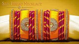 How To Make Beautiful Yellow &amp; Pink Silk Thread Bangles | DIY | Jewelry Making