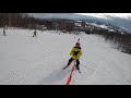 5 year old daughter's first ski in Hokkaido,Rusutsu ハーネスを装着し子供の初スキー　北海道　ルスツ