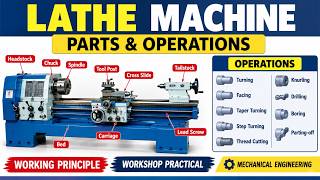 Lathe Machine Parts and Operations | Working Principle & Workshop Practical | Mechanical Engineering