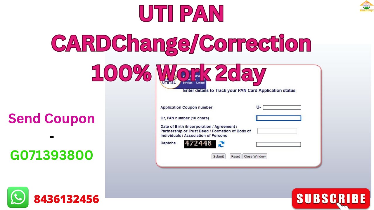 UTI PAN CARD Change/Correction 100% Work 2day compile - YouTube