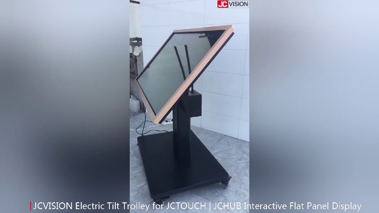 JCVISION Electric Motorized Tilt Trolley Floor Stand | For size less than 55inch