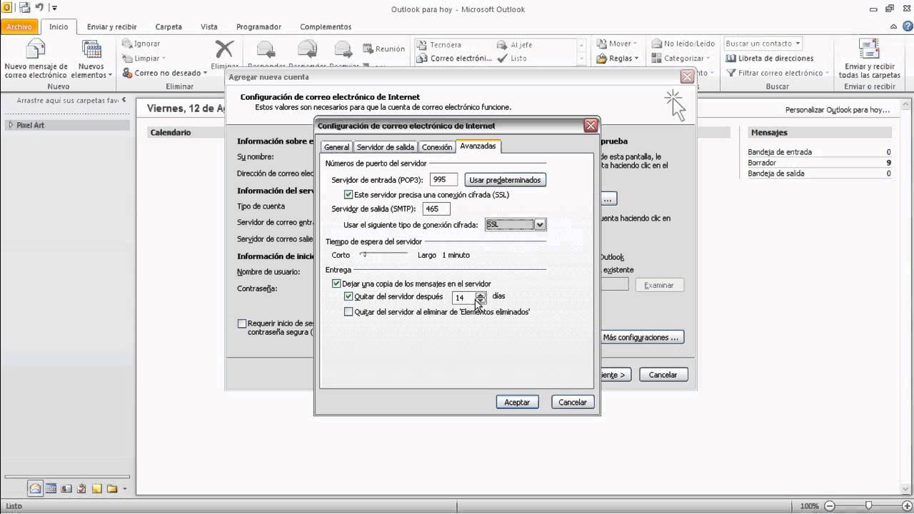 configurar una cuenta de gmail en outlook 2010