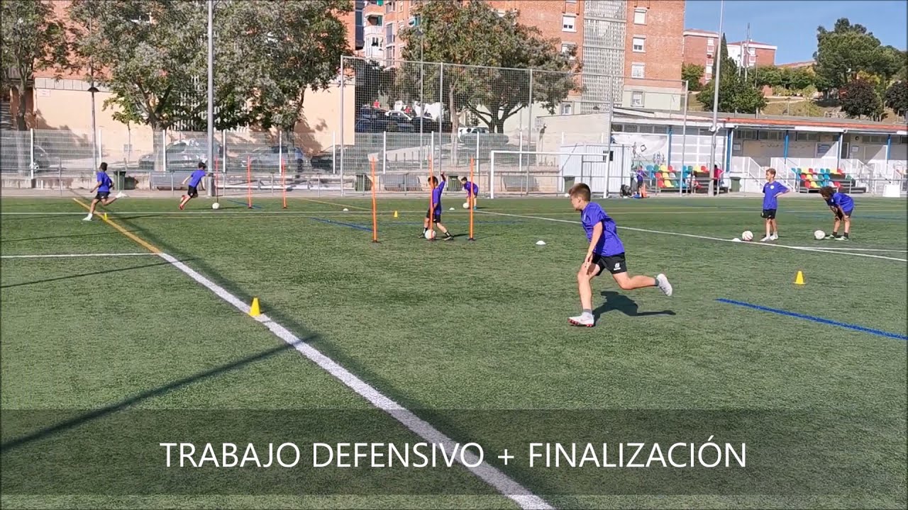 Ejercicio Fútbol: TRABAJO DEFENSIVO + FINALIZACIÓN | Football Exercise: DEFENSIVE WORK + SHOT
