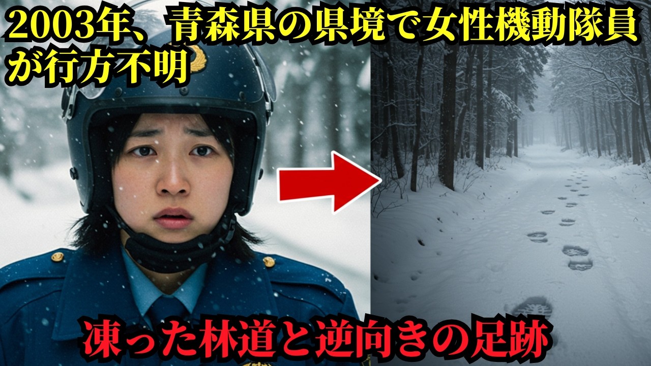2003年、青森県の県境で女性機動隊員が行方不明——凍った林道と逆向きの足跡