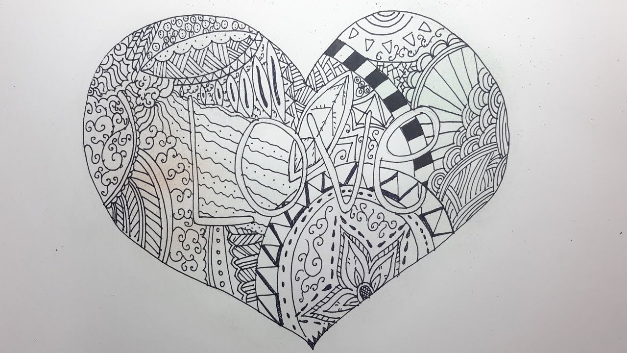 Como dibujar un corazón Zentangle paso a paso [El Dibujante] - YouTube