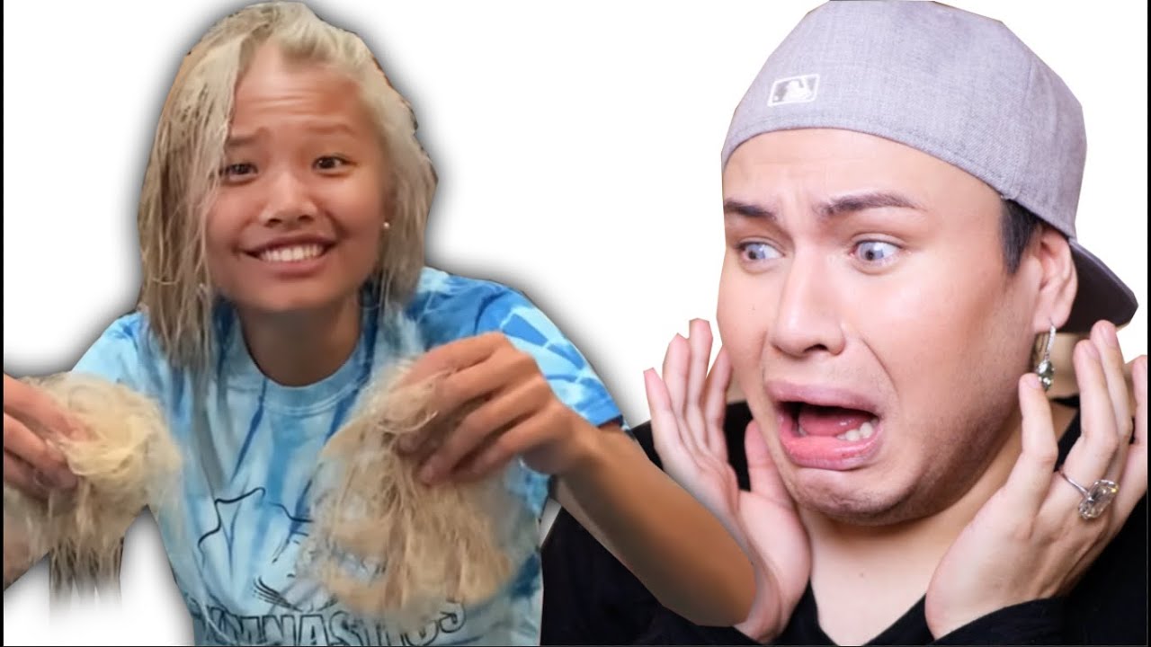 Haare GESCHMOLZEN nach Blondierung Friseur Reagiert - YouTube.