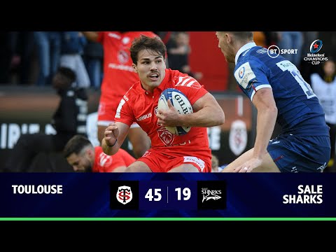 Toulouse v sale sharks (45-19) | antoine dupont stars with two tries | champions cup highlights