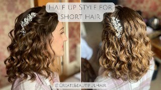 Soft Beachy Wave Half-Up Hairstyle on Short hair - fabulous wedding, bridal &amp; bridesmaid hair style