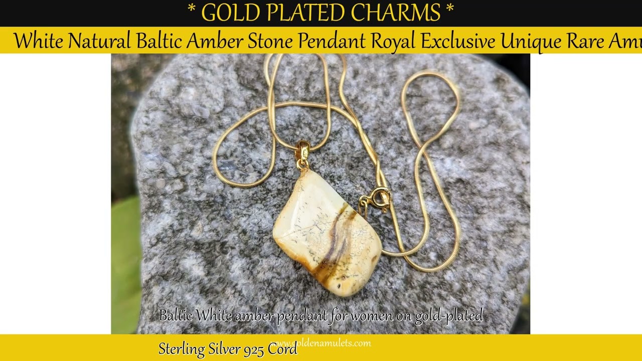White Natural Baltic Amber Stone Pendant Royal Exclusive Unique Rare Amulet