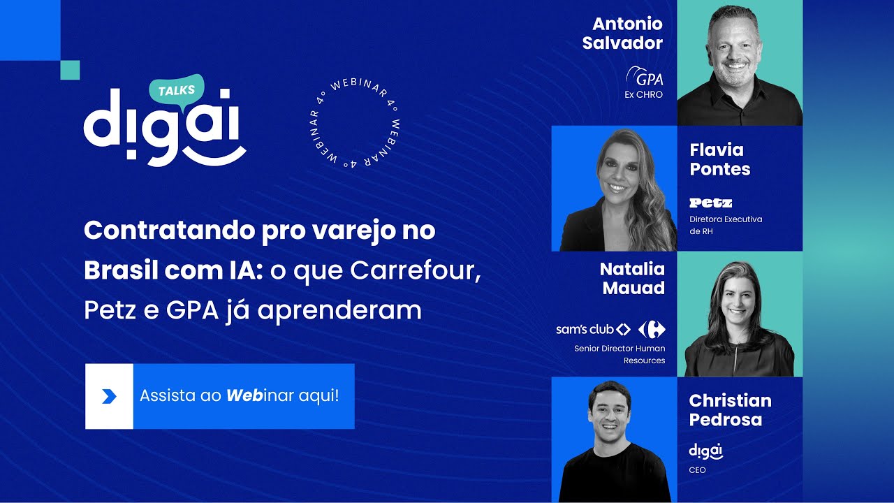 Capa do webinário Contratando pro varejo no Brasil com IA: o que Carrefour, Petz e GPA já aprenderam