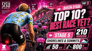 SISU PINKKI Stage 5 Queen Stage | My Best Zwift Race Ever? Top 10 possible on Shorelines & Summits?