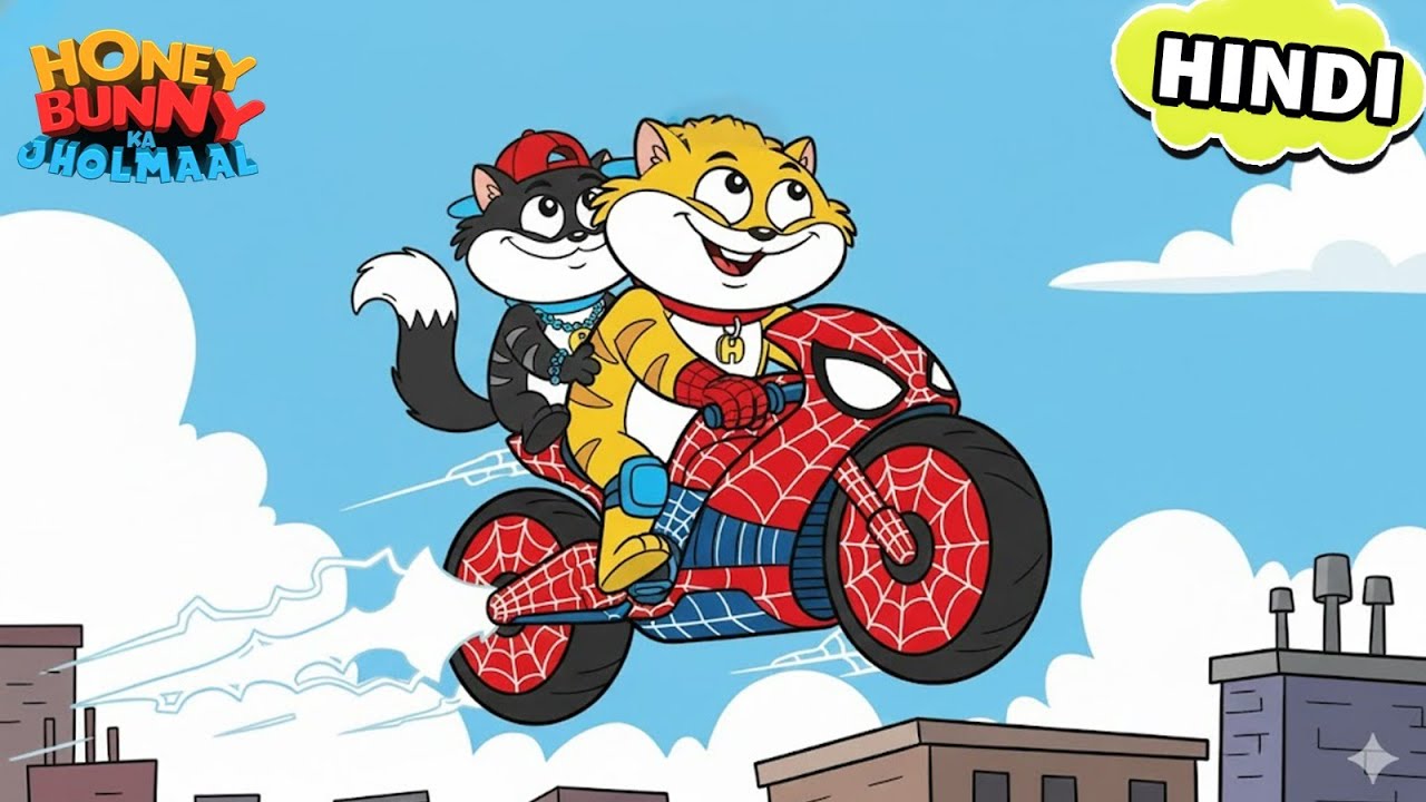 Honey Bunny ने Spider-Man की Web Bike चलाई | Honey Bunny Gags In Hindi | Animated Stories |