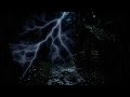 Sleeping soundly amidst heavy rain and thunder rumbling on the roof of an old house