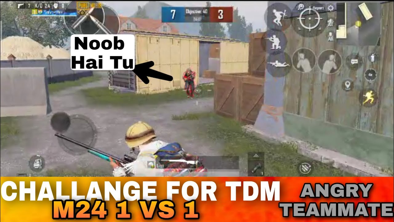 My TeamMate Angry And Challanged Me For TDM 1 vs 1 M24 - YouTube