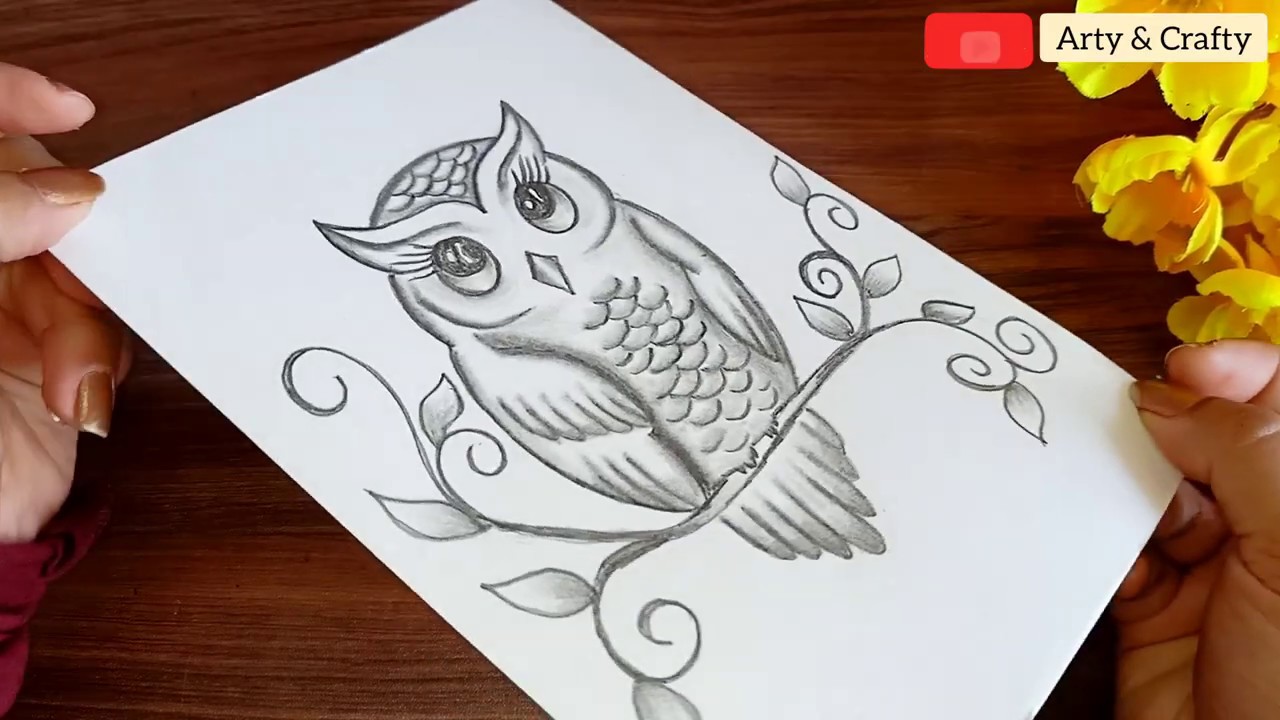 Simple owl drawing with minimal strokes on Craiyon