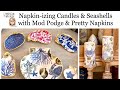 Napkin-izing Seashells and Candles with Mod Podge and Pretty Napkins