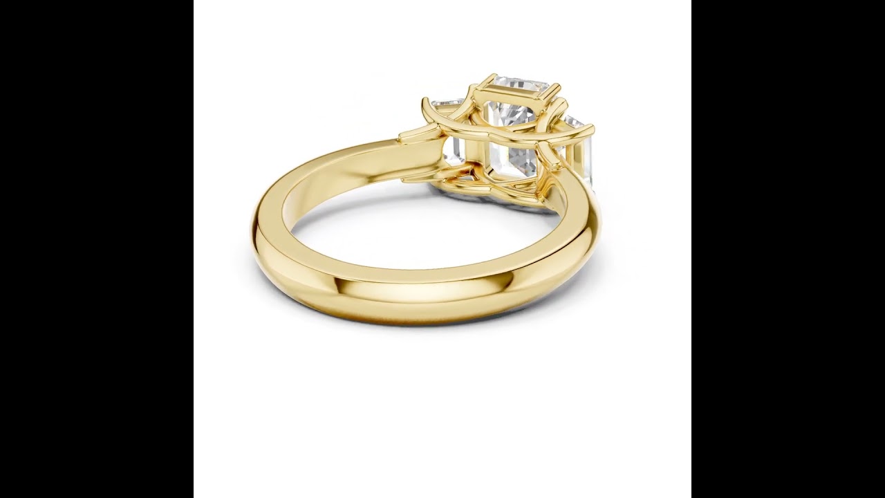 Emerald Cut Three-Stone Scalloped Filigree Under-Gallery Ring