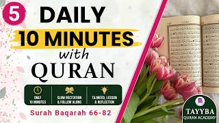 Daily 10 Minutes with Quran | Day 5 | Slow Recitation Practice | Surah Baqarah 66-82