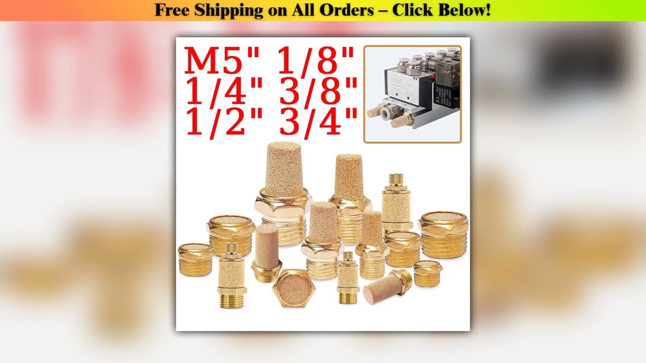 10/50/200 Pneumatic Brass Exhaust Muffler BSL M5 1/8" 1/4" 3/8" 1/2" 3/4 Silencers Fitting Noise