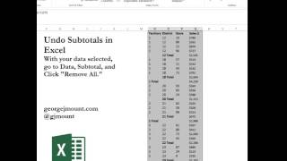 Remove subtotals from data in Microsoft Excel