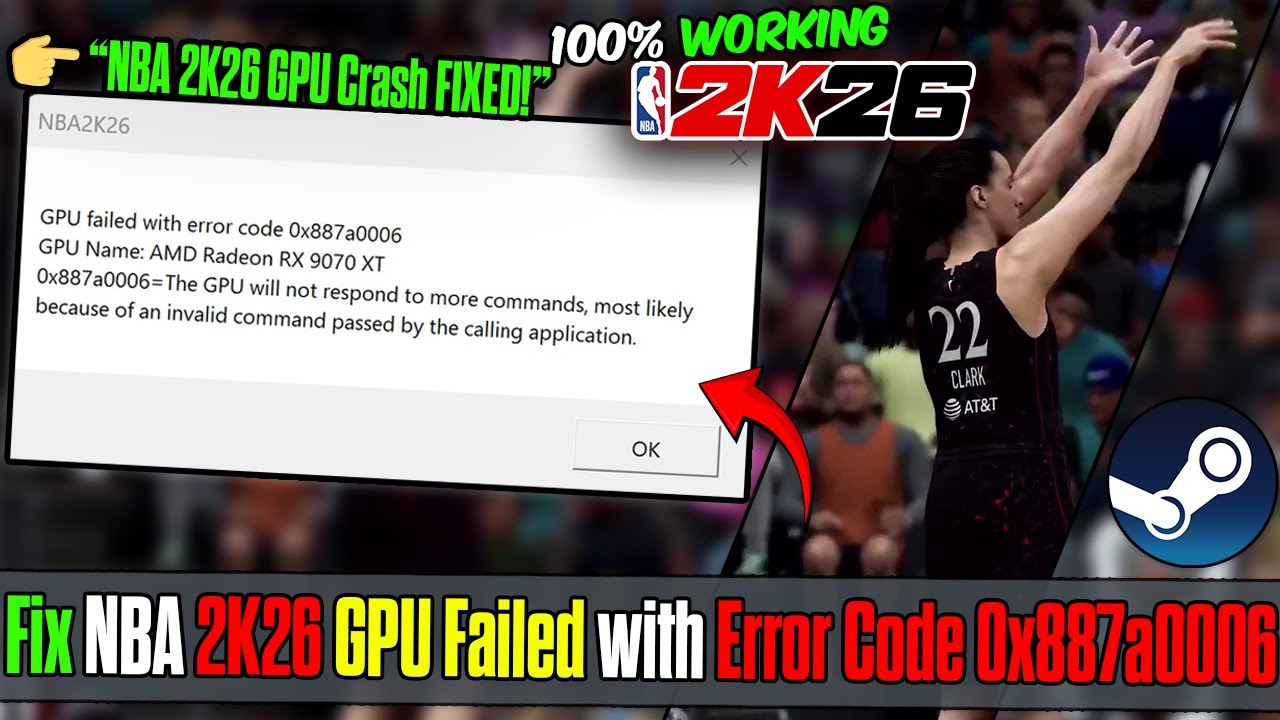 How to Fix NBA 2K26 GPU Failed Error Code 0x887a0006 | DirectX Crash & Black Screen Fix (AMD/NVIDIA)
