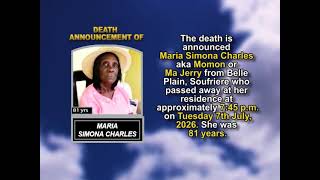 Maria Simona Charles ~ Short Obituary