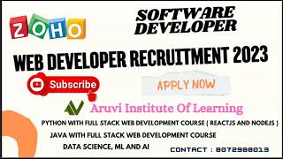 zoho | Software Developers | Web Developers | Aruvi Institute Of Learning | Tenkasi