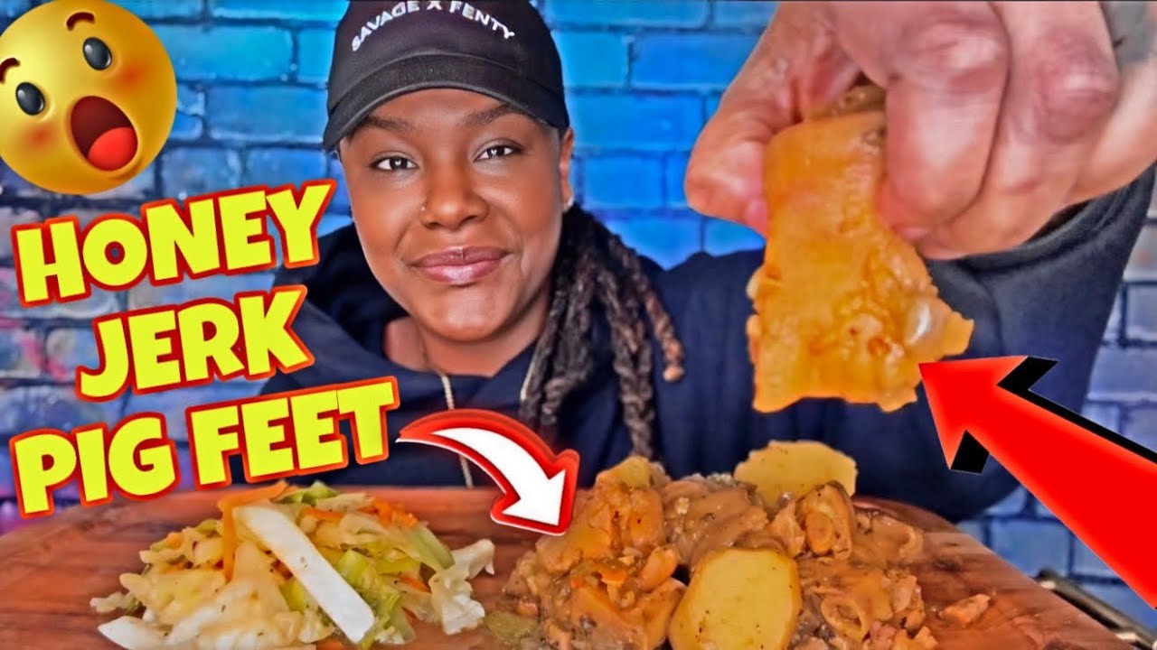 HONEY JERK PIG FEET MUKBANG | PRAYERS UP FOR MELITZA