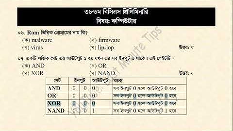 ৩৮ তম বিসিএস 38th BCS MCQ পরীক্ষার প্রশ্নব্যাংক ও সমাধান। Computer