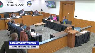 Norwood City Council Committee of the Whole Meeting - December 9, 2025