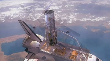 Hubble Space Telescope being Deployed from The Space Shuttle using a Robotic Arm