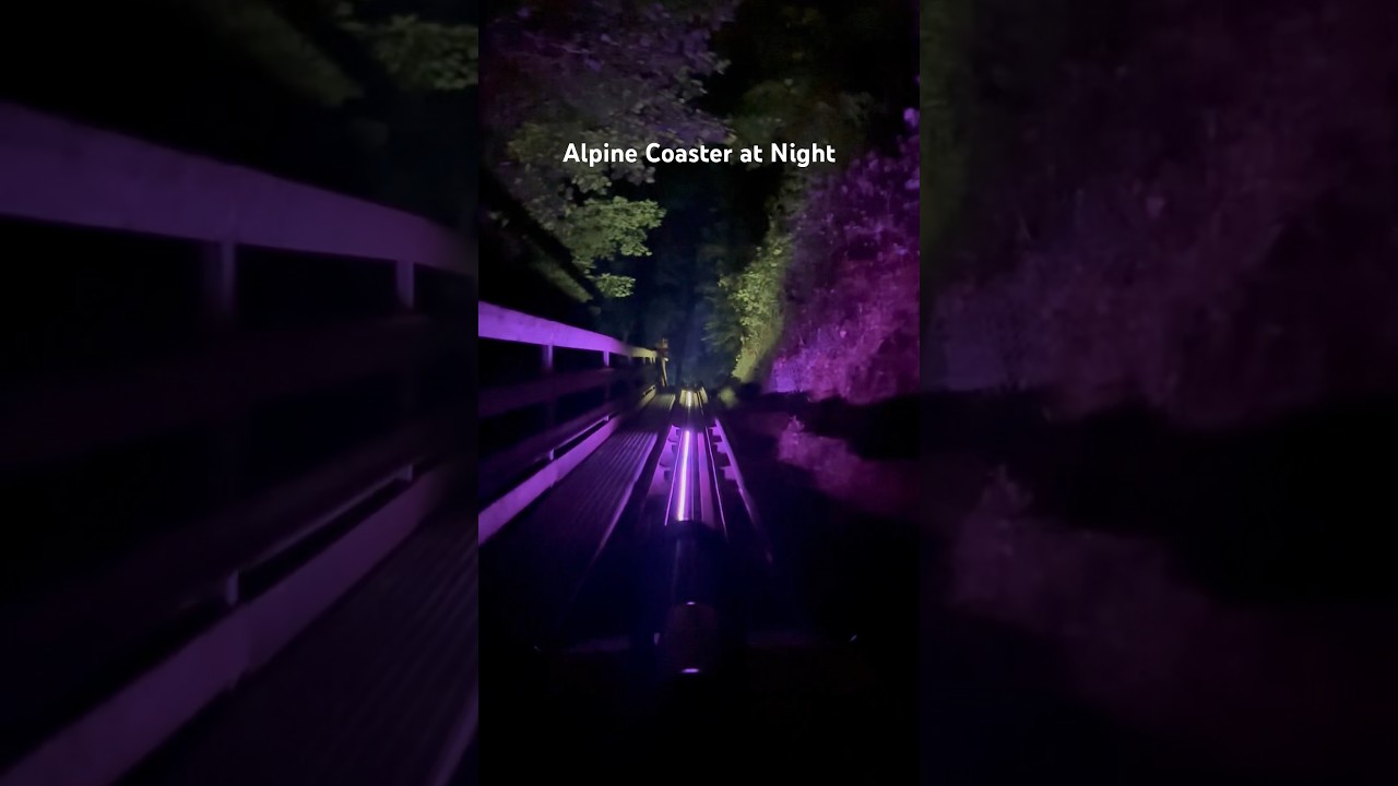 Riding the Smoky Mountain Alpine Coaster at Night