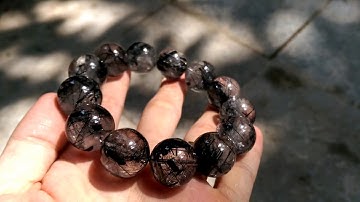 Vòng tay thạch anh tóc đen cực nhiều trong vắt size 20ly