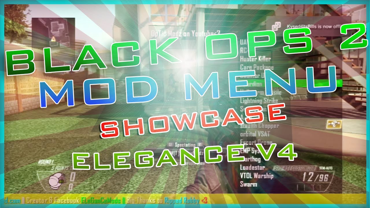 BLACK OPS 2 MODDING - ELEGANCE V4 MOD MENU SHOWCASE !! EPIC - YouTube