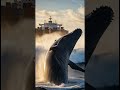 A massive whale surfacing front of containership 😱#ytshorts #whale #horror #ocean #merchantnavy