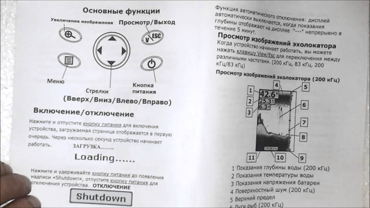 Инструкция на русском языке к эхолоту