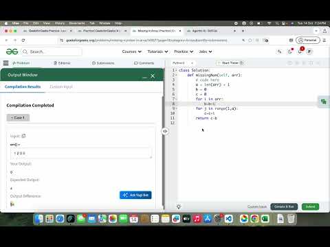 Find missing number in array || GFG coding question