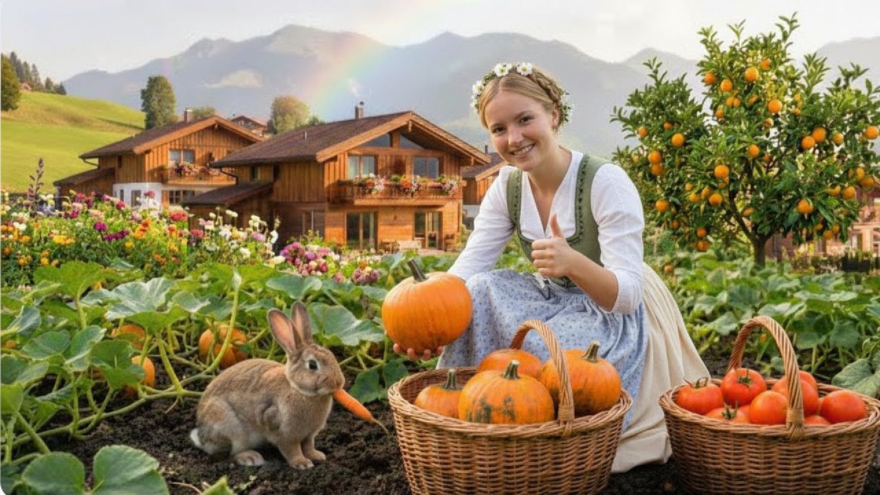 A Peaceful Day in a Swiss Rural Alpine Village – Horses, Harvest, and Simple Living