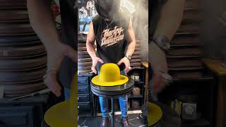 Handcrafted Telescope Crown in a little distressed yellow felt #asmr #handmade