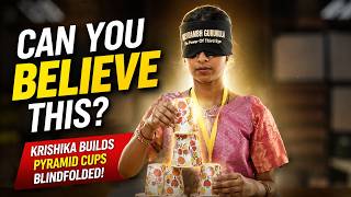 Can You Believe This? Krishika Builds Pyramid Cups Blindfolded!