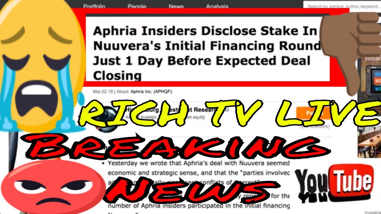 *Breaking News* Aphria (APH) (APHQF) Insiders Disclose stake in Nuuvera (NUU) 1 day before closing