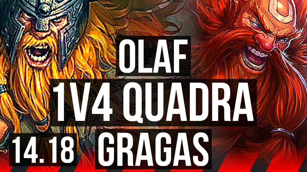 OLAF vs GRAGAS (TOP) | 1v4 Quadra, 12/1/4, 7 solo kills, Godlike | EUW Grandmaster | 14.18