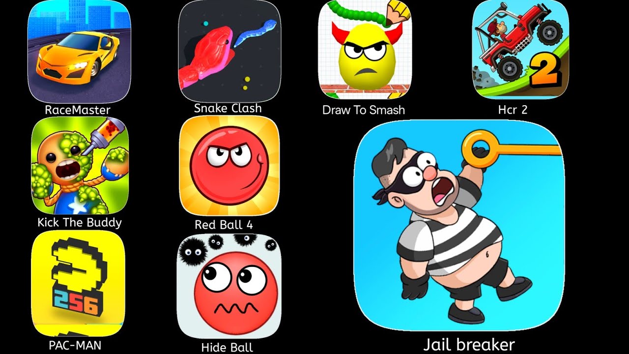 Help Me Tricky Puzzle,Red Ball 4,Kick The Buddy,Pac-Man,Hide Ball,Draw To Smash,Hcr,Racemasters 
