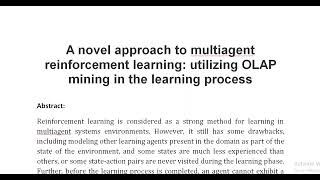 A novel approach to multiagent reinforcement learning utilizing OLAP mining in the learning process