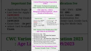 CWC Junior Technical Assistant & Others Various Post Recruitment 2023|Er. Abhishek dhakad
