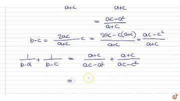 If `b` is the harmonic mean between `a` and `c`, then prove that  ltbr gt  `1/(b-a)+1/(b-c)=1/...