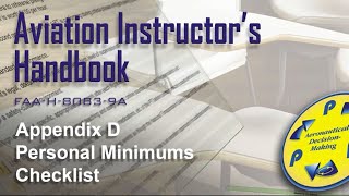 Aviation Instructors Handbook AudioBook, Appendix D  Personal Minimums Checklist