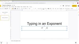 Typing an Exponent in Google Slides