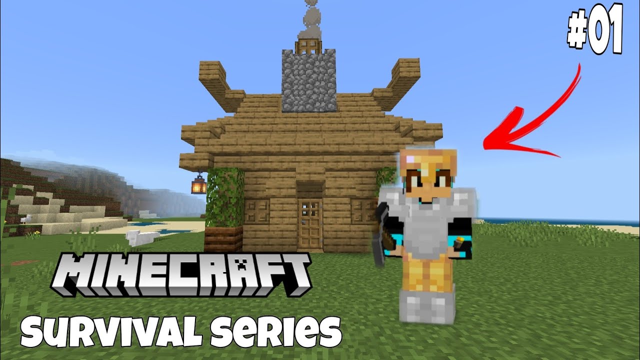 Minecraft Pe Survival series EP-1 in Hindi 1.19 | I made survival house ...